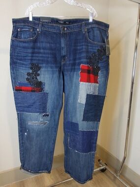 Lauren Ralph Lauren Patchwork Embroidered Lace Boyfriend Jeans
